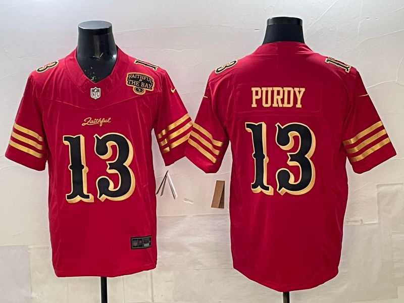 Men 2025 Nike San Francisco 49ers #13 Purdy red gold 5th generation Limited NFL Jersey 003